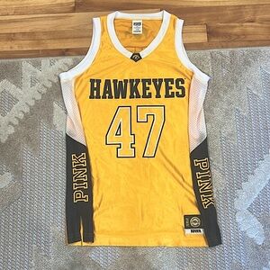 Victoria's Secret PINK University of Iowa Hawkeyes Tank Top Jersey Gold Black
